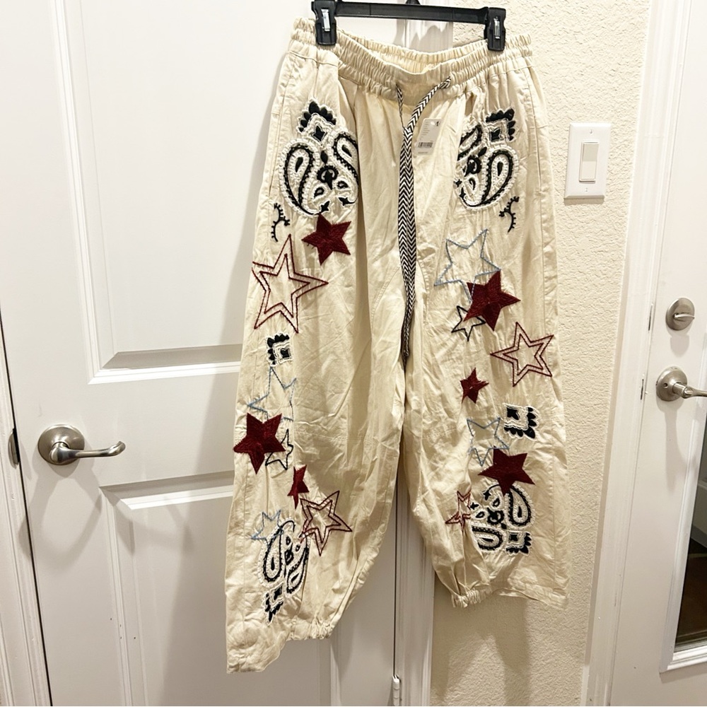 NWT Free People Aria Western Star Embroidered Pull On Pants - Picture 3 of 7